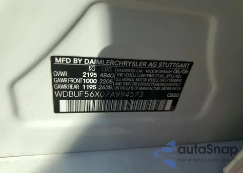 2007 Mercedes-Benz E 350 from USA, damaged, VIN WDBUF56X07A994573